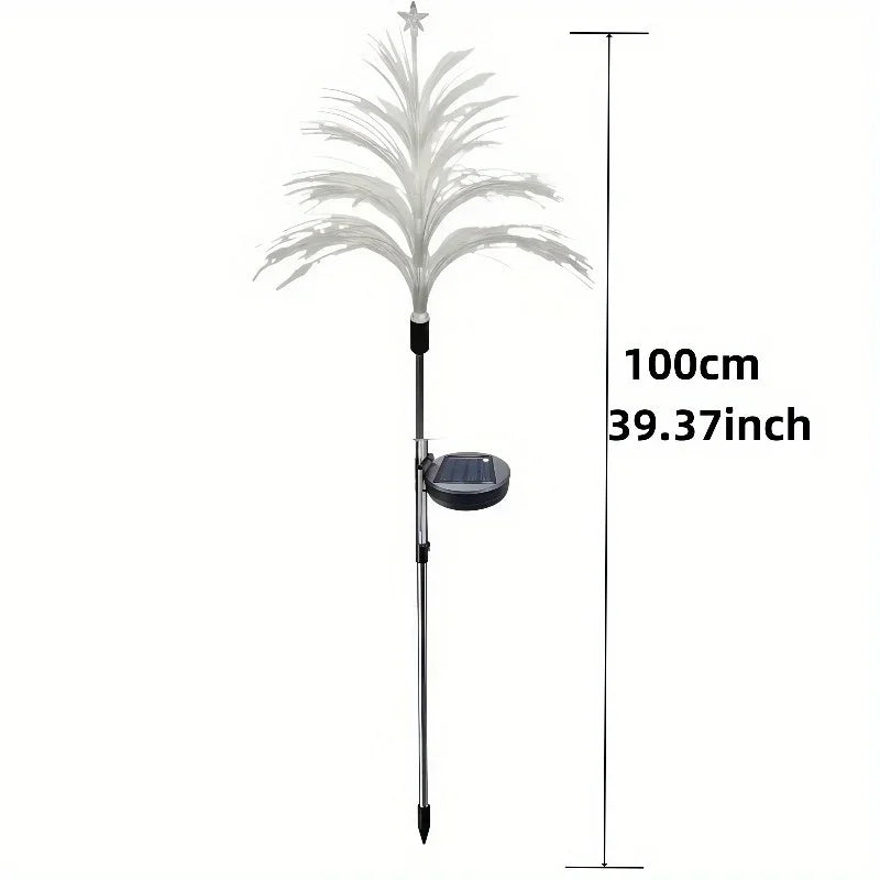 Solar Christmas Tree Lights Decorations Outdoor Waterproof 5 Layer Optical Fiber 7 Color Changing for Yard Pathway Christmas